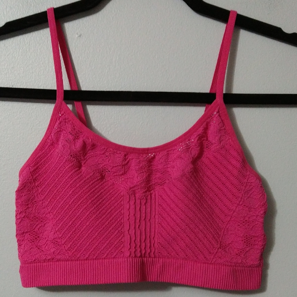 Colsie Pink Lace Padless Bralette Crop Top Size M Junior Girl's
